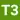 T3 als weiße Zeichen in grün gefülltem Quadrat