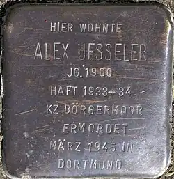 Stolperstein für Alex Uesseler, Solingen, Melanchtonstr. 33