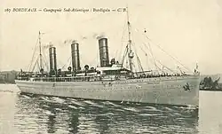 Die Burdigala im weißen Anstrich der Compagnie de Navigation Sud-Atlantique