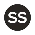 Rundes Liniensignet mit den weißen Großbuchstaben SS in schwarz gefülltem Kreis vor neutralem Hintergrund