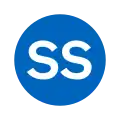 Rundes Liniensignet mit der weißen Buchstaben SS in dunkelblau gefülltem Kreis vor neutralem Hintergrund