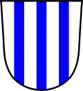 Stammwappen derer von Steinpeiss, ohne Wappenzierde: in Silber drei blaue Pfähle.