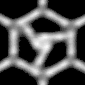 Rastertunnelmikroskopie einer ca. 100 Sekunden langen Rotationsbewegung eines Supramoleküls, bestehend aus drei Einzelmolekülen in einer nanoskopischen Zelle (äußerer Durchmesser= 6,7 nm) auf einer Silberoberfläche bei ca. 80 K.