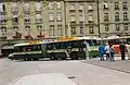 Seitenansicht des Berner Wagens 22, aufgenommen 1992 beim Bahnhof