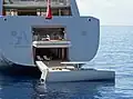 Heck mit Plattform und Beiboot