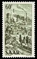 Die Grube Reden als Briefmarkenmotiv 1951