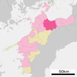 Lage Saijōs in der Präfektur