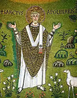 Der Heilige Apollinaris auf einem Mosaik in Ravenna