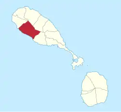 Die Lage von Saint Thomas (St. Kitts) auf der Insel St. Kitts