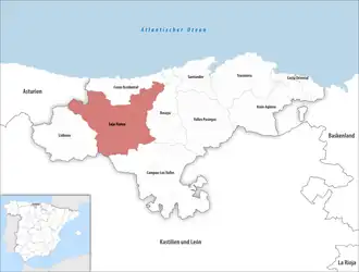 Die Lage der Comarca Saja-Nansa in der autonomen&nbsp;Gemeinschaft&nbsp;Kantabrien