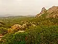 Blick vom San Pantaleo Massiv nach Norden über die östliche Gallura zum Golf Baja di Arzachena