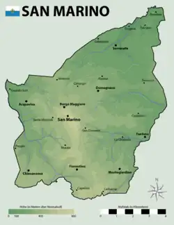 Lage des Monte Titano in San Marino