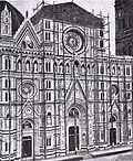 Westfassade während der Bauarbeiten (um 1870)