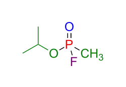 Sarin (vereinfachte Strukturformel ohne Berücksichtigung der Stereochemie am Phosphoratom)