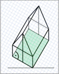 Satteldachhaus in Militärperspektive.