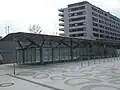 Der Abgang der Haltestelle Wien St. Marx von der Oberfläche aus gesehen