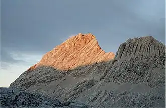 Schönfeldspitze (links) und Wurmkopf (rechts, 2451 m) von Westen
