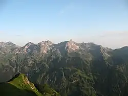 Blick von der Rappenseehütte zu den Schafalpenköpfen