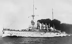 Die Scharnhorst, hier ca. 1908, war das Flaggschiff des deutschen Ostasiengeschwaders.