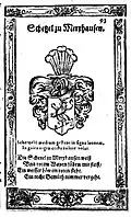 Wappen der hessischen Schetzel zu Merxhausen: „ein weisser Löw im roten steht“
