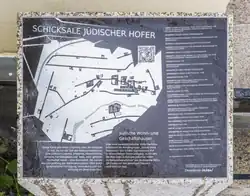 Tafel mit Übersicht von Stationen in Hof in Bezug auf Hofer Juden während der NS-Zeit