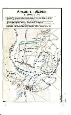 Schlachtplan der Schlacht bei Medellin 1809