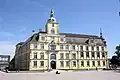 In und auf die Fassaden gebauter Fassadenturm (Schloss Oldenburg)