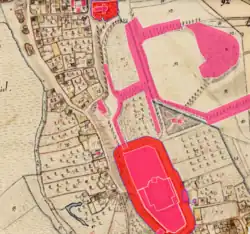 Lageplan von Schloss Bertoldsheim auf dem Urkataster von Bayern.