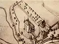 Das Schloss im Jahr 1660, Aquarell von Albrecht Knauw