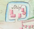 Das Schloss auf einem Stadtplan von Bleckede, 1777