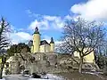 Schloss Homburg, Stammburg der Linie Sayn-Homburg woraus die Linie Sayn-Wittgenstein hervorging, von 1635 bis 1743 Sitz der Linie Sayn-Wittgenstein-Homburg, bis 1806 zweiter Sitz der Linie Sayn-Wittgenstein-Berleburg