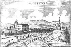 Das Schloss Hundsturm in Blickrichtung Westen