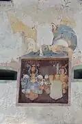 Relief über dem Eingang beim Schloss Pöggstall, Wappen derer von Sinzendorf, optisch rechts