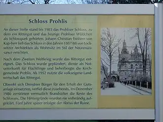 Erinnerungstafel Schloss Prohlis