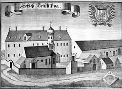 Schloss Triftlfing, Landkreis Regensburg nach einem Stich von Michael Wening