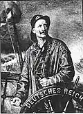 „Unser Steuermann“, 1904 (Wilhelm II. als Steuermann, ein beliebtes Postkartenmotiv der Kaiserzeit)