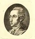 Johann Wolfgang Goethe im grauen Kaputkragen und Haarband Fassung I