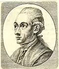 Johann Wolfgang Goethe im grauen Kaputkragen und Haarband Fassung II