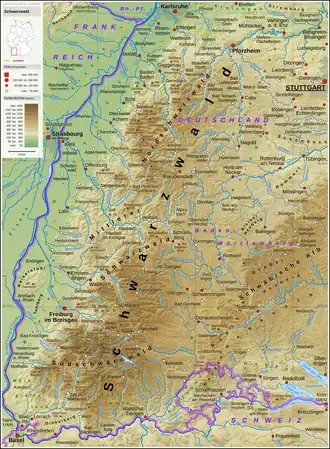 Topographie des Schwarzwaldes