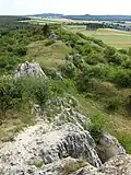Blick vom Gipfel Richtung Süden, im Vordergrund die Felssteppe.