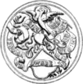 Siegel der Ritterschaft; Initialen auf dem über den Schild gelegten Spruchband (um 1525)