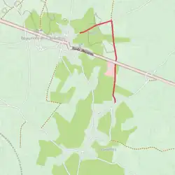 Abschnitt der mit Kopfsteinpflaster gedeckten Straße im Rennen Paris–Roubaix