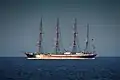Die Sedov auf der Nordsee zwischen Cuxhaven und Helgoland