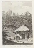 Petrarcas Hütte und Quelle von Vaucluse, Kupferstich von J.&nbsp;A. Darnstedt, 1792[6]