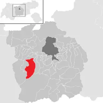 Lage der Gemeinde Sellrain im Bezirk Innsbruck-Land (anklickbare Karte)
