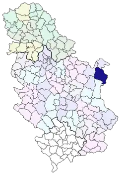 Lage der Gemeinde in Serbien