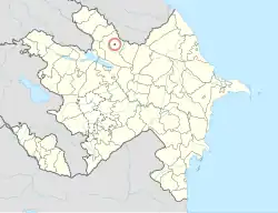 Karte von Aserbaidschan, Position von Şəki hervorgehoben
