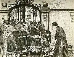 Sturm, Blatt 5 aus dem Zyklus „Ein Weberaufstand“, 1893–97, Strichätzung und Schmirgel, Kn 37