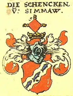 Helmkissen als Helmzier der Schenck von Simmau