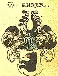 Wappen der Erer (Ehrer) von Sanzenbach laut Liste fränkischer Rittergeschlechter